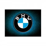 Magnet 8 x 6 cm Logo BMW sur fond bleu aspect tissu