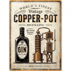 Plaque en métal 30 X 40 cm : Gin Copper Pot
