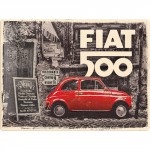 Plaque en métal 30 X 40 cm Fiat 500 rouge en Italie
