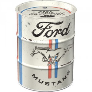 Tirelire métallique ronde en forme de baril : Ford Mustang