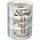 Tirelire métallique ronde en forme de baril : Ford Mustang