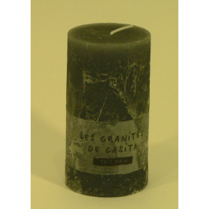 Bougie cylindrique rustique pilier 12cm aspect givré couleur gris clair