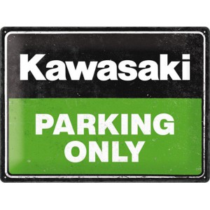 Plaque en métal 30 X 40 cm Kawasaki parking only