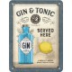 Plaque en métal 15 X 20 cm : Gin Tonic