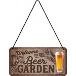 Plaque en métal 10 X 20 cm à suspendre : Beer Garden (bières)