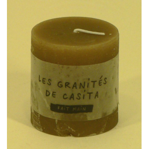 Bougie cylindrique rustique pilier 7cm aspect givré couleur caramel