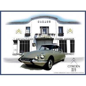 Plaque en métal 15 X 20 cm Vintage années 50 : Citroën DS19