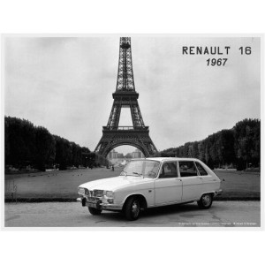 Plaque en métal 15 X 20 cm Vintage : Renault 16 - 1967