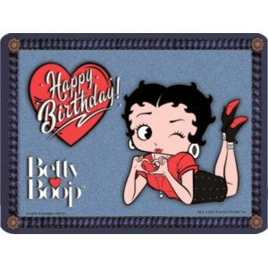 Plaque en métal 15 X 20 cm Betty Boop Happy Birthday