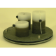 Double plateau rond en ardoise avec 3 bougies grises et blanches