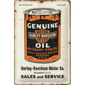 Plaque en métal 20 X 30 cm Harley-Davidson genuine oil (huile)