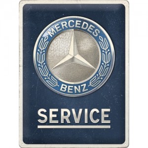 Plaque en métal 30 X 40 cm : Mercedes-Benz Service Logo Vintage