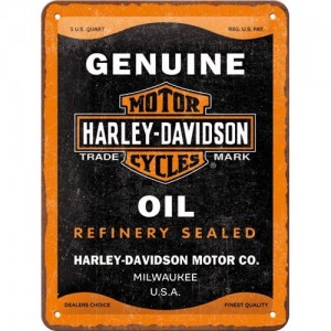 Plaque en métal 15 X 20 cm : Harley-Davidson Genuine Oil