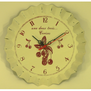 Horloge métal décor cerises