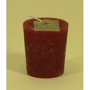 Bougie votive rustique conique 4.5cm aspect givré couleur rouge