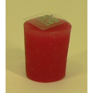 Bougie votive rustique conique 4.5cm aspect givré couleur framboise