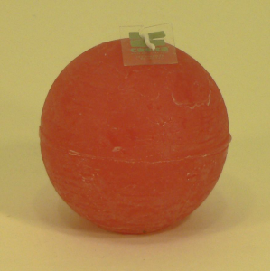 Bougie rustique boule 8cm aspect givré couleur vieux rose