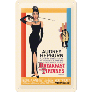 Plaque en métal 20 X 30 cm Audrey Hepburn : affiche de Breakfast at Tiffany's