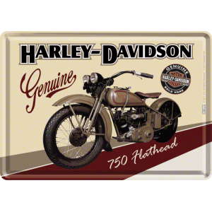 Plaque en métal 14 X 10 cm Harley-Davidson : 750 Flathead