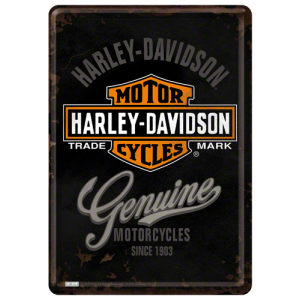 Plaque en métal 14 X 10 cm Harley-Davidson : Genuine