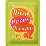 Plaque en métal 15 X 20 cm : Vintage Happy Thoughts - Pensées postives