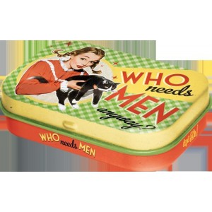 Boîte à pilules Vintage années 50 : "Qui a encore besoin des hommes ?"